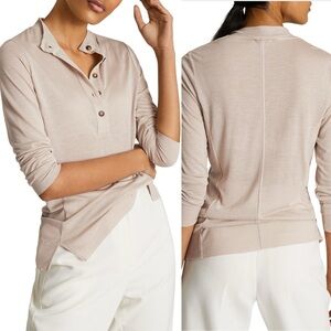 REISS Hallie Grandad Top Long Sleeve Henley Blouse Size M